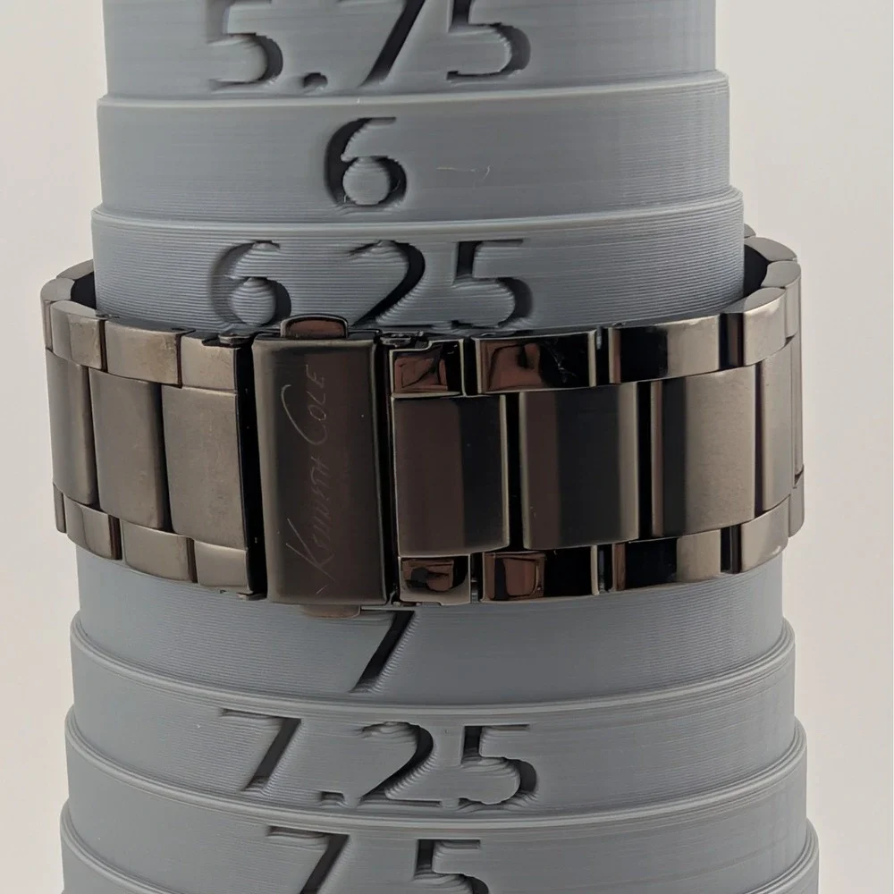 Kenneth Cole New York Transparency Dial Gunmetal Watch SS Oversized Box Links